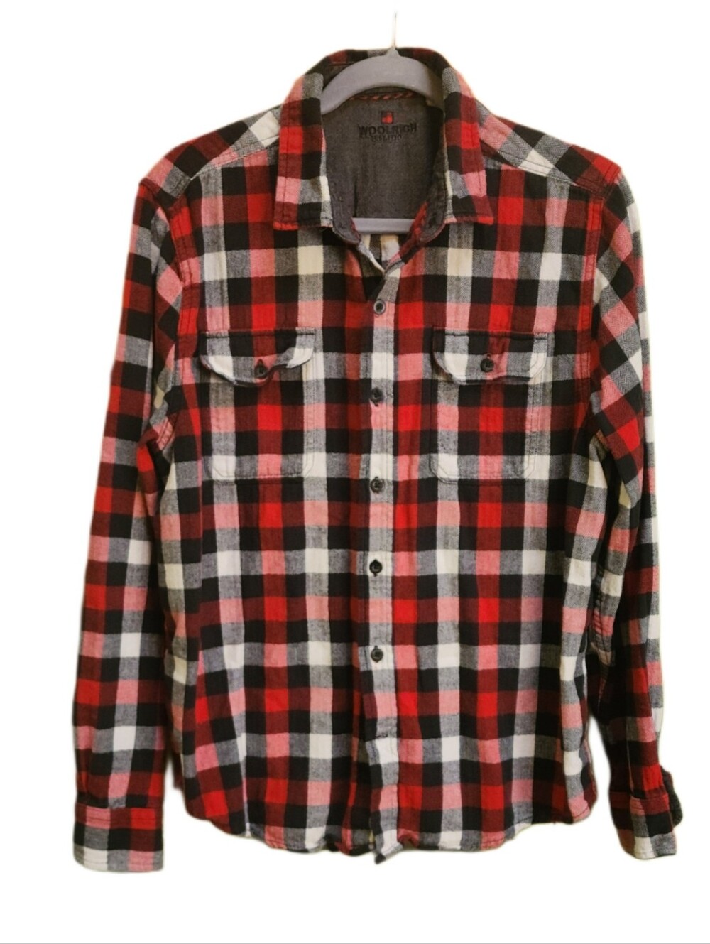 Woolrich Classic Red & Black Buffalo Plaid Flannel Button-Up Shirt Size Xl